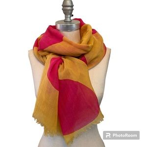 Golden yellow and pink wool scarf - gorgeous!